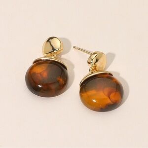 Elegant Gold and Brown Drop Earrings